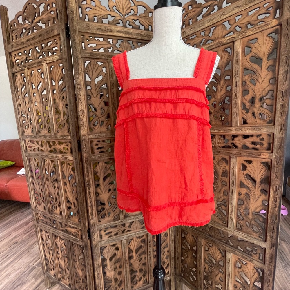 J. Crew Linen Orange Sun Top